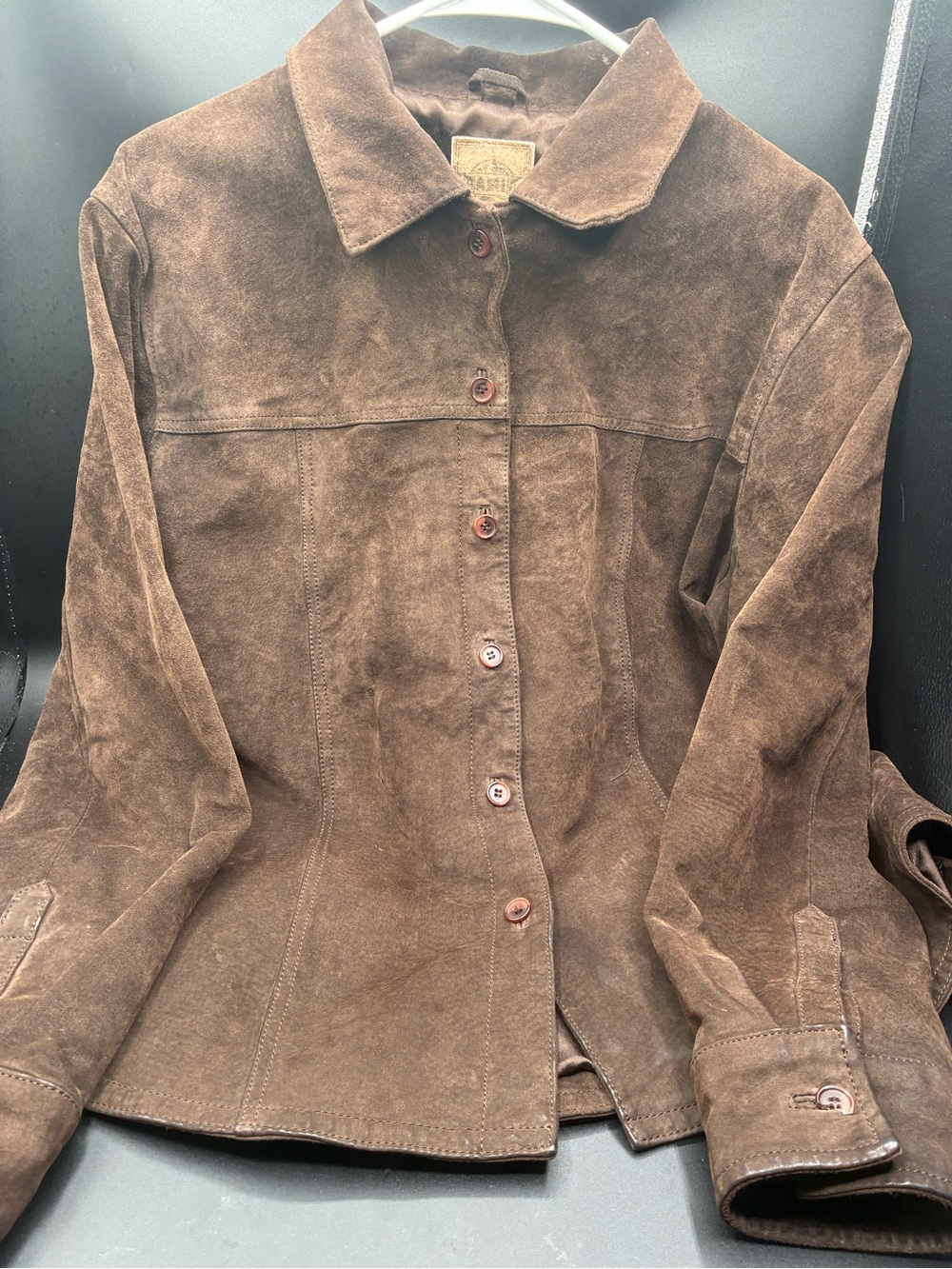 AMIRI Brown Suede Button-Front Leather Jacket